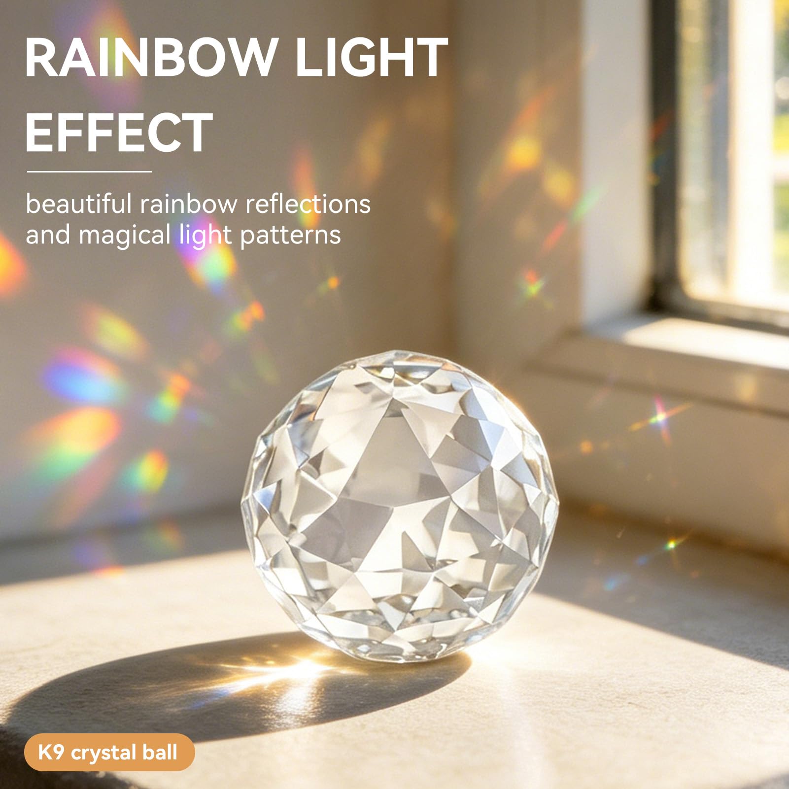 Boule de Cristal 80mm, Boule de Verre Clair Prismes pour Feng Shui, Divination, Décoration de Mariage ou Maison