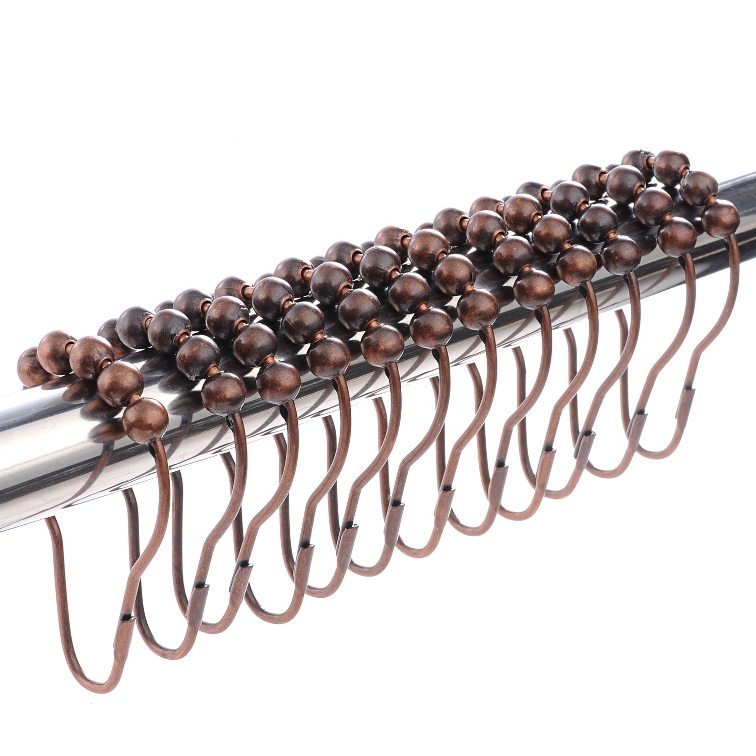 LIHAO 12x Duschvorhangringe Edelstahl Aufhängeringe mit Gleitsystem Rot Bronze