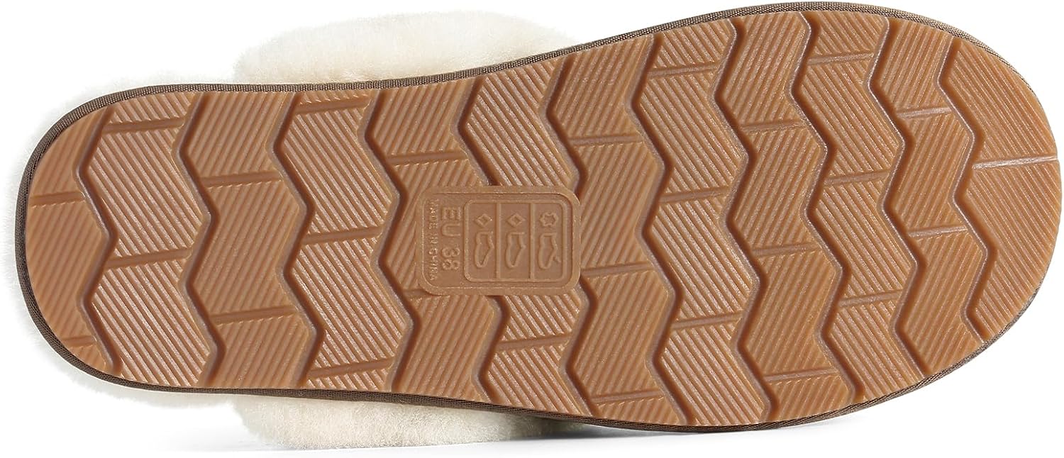 KIDMI 100% Genuine Leather Slippers for Women Fuzzy Winter Scuff House Shoes Cozy Warm Slip on Bedroom Slippers Indoor Outdoor - Image 7