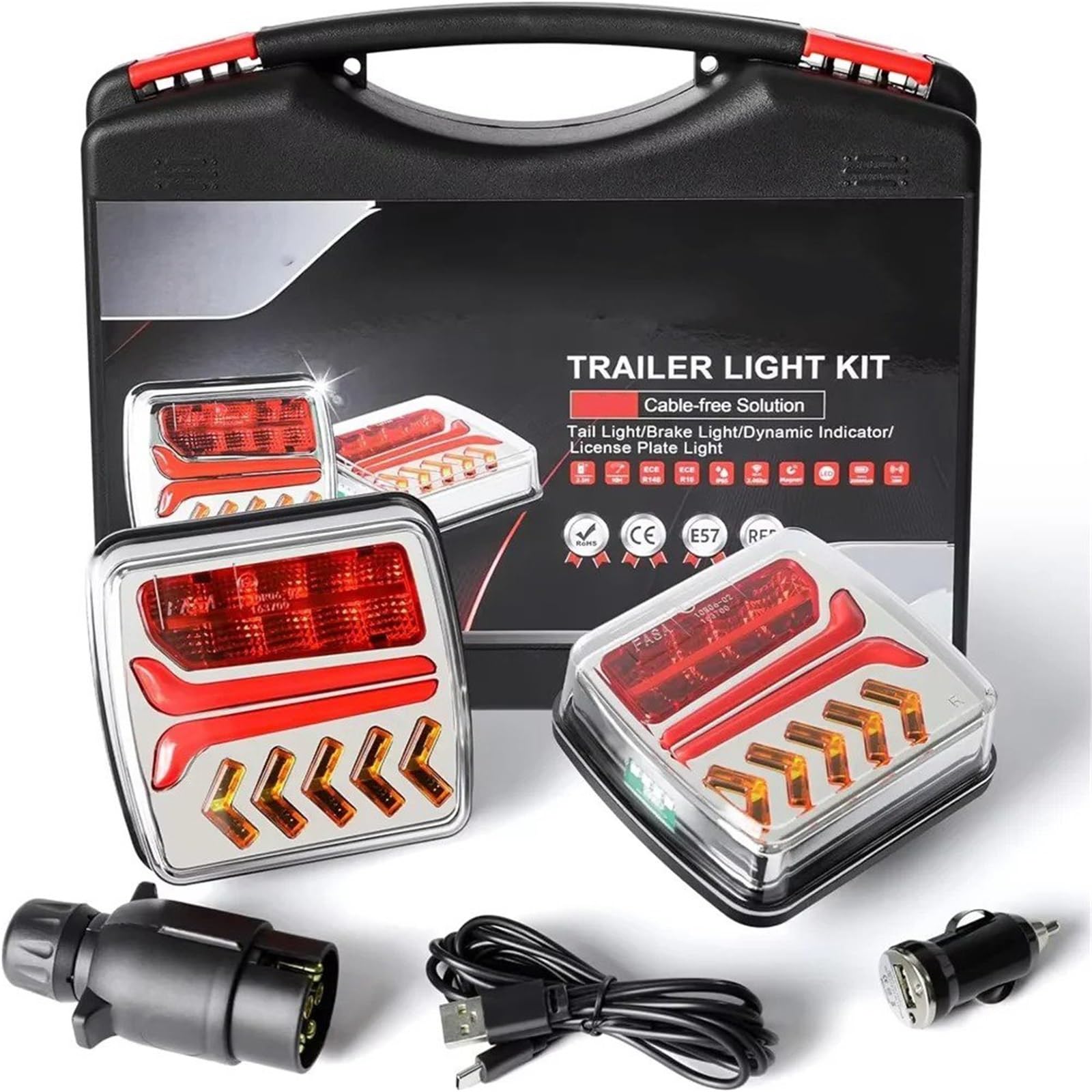 Luz Trasera 1 Juego Luces Traseras LED Magnéticas Inalámbricas 12V 24V 30M Para Remolque Luz Freno Advertencia Para Autocaravana Camión Furgoneta.