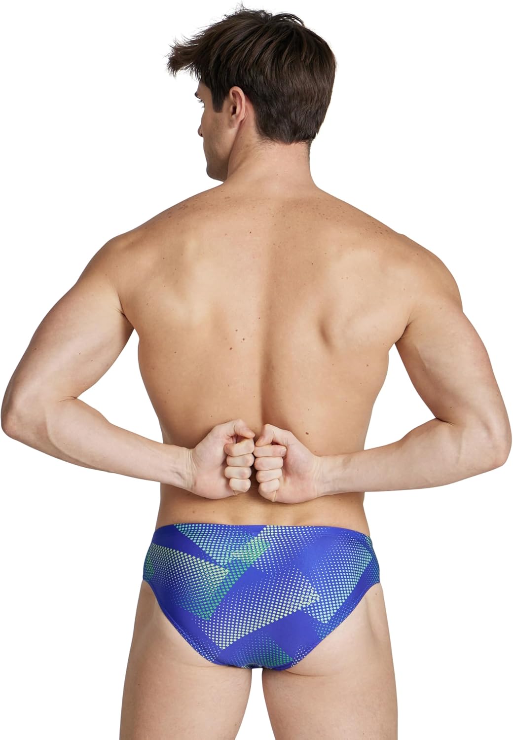 ARENA Men’s Swim Brief Halftone Team Print MaxLife Athletic Swimwear Professional Training Swimsuit Sports Bathing Suit