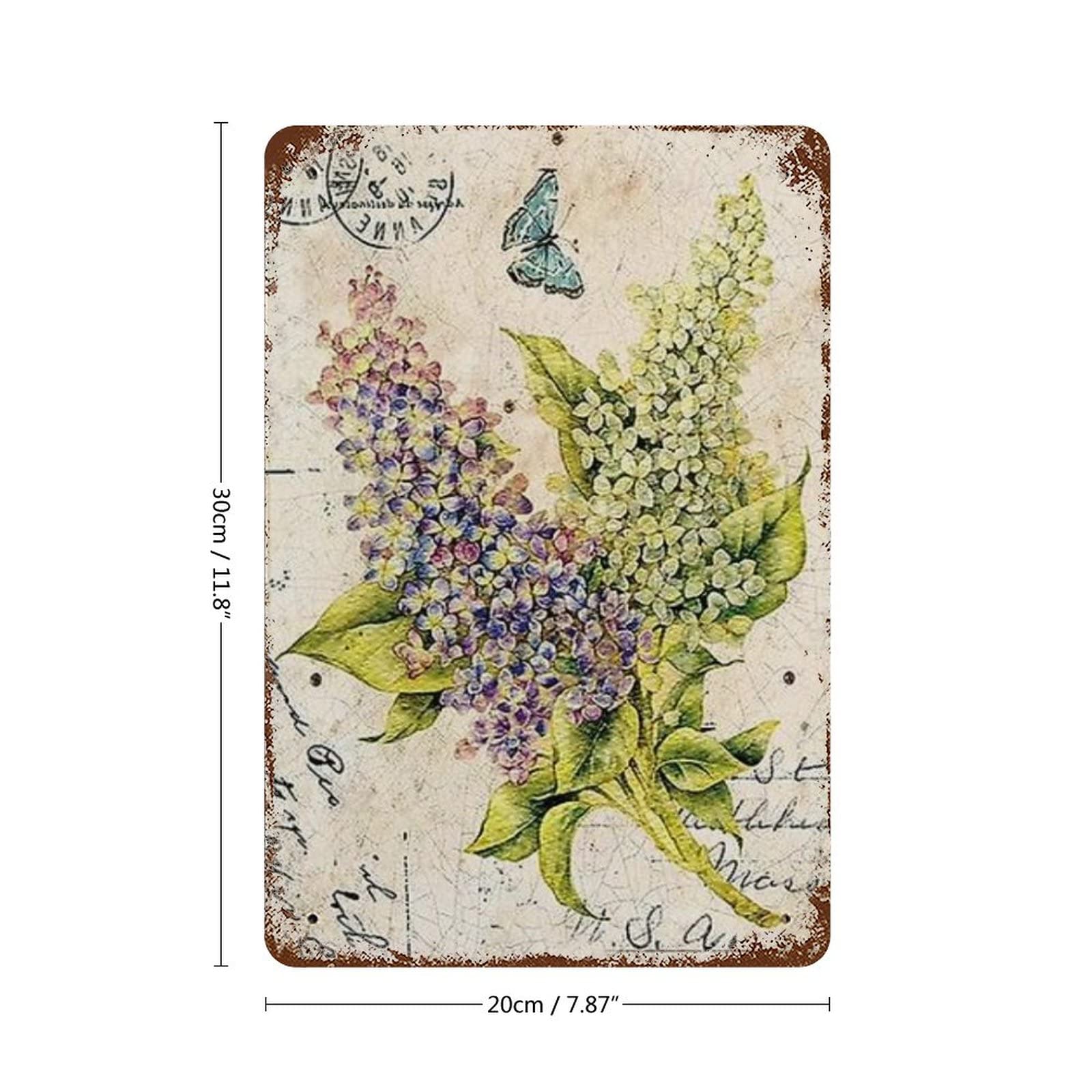 Vintage Floral Butterfly Metal Tin Sign - 12x8 Inch Retro Wall Decor For Home & Cafe