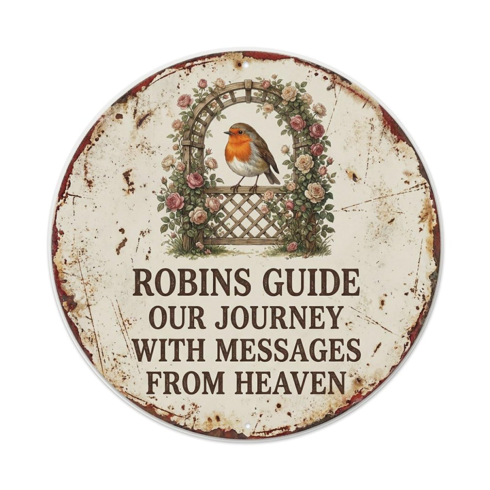 Tgrcjimh Style. Vintage Robin Bird Garden Quote Journey Metal Tin Sign