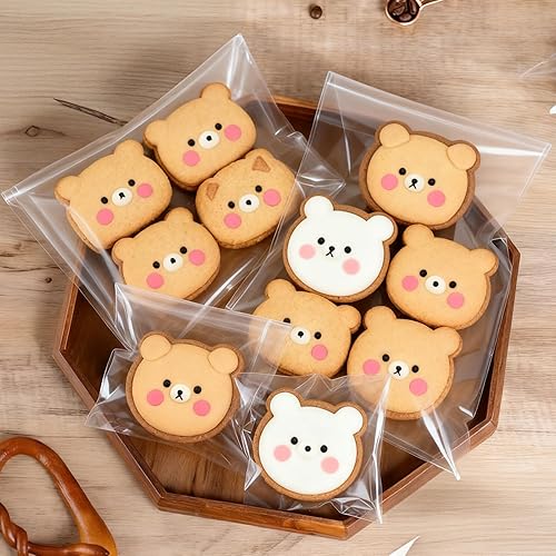 Miniatura 5 de Bolsas de celofán autosellantes de 4 x 6 pulgadas, 200 bolsas transparentes autoadhesivas para galletas con sellado, bolsa de plástico resellable