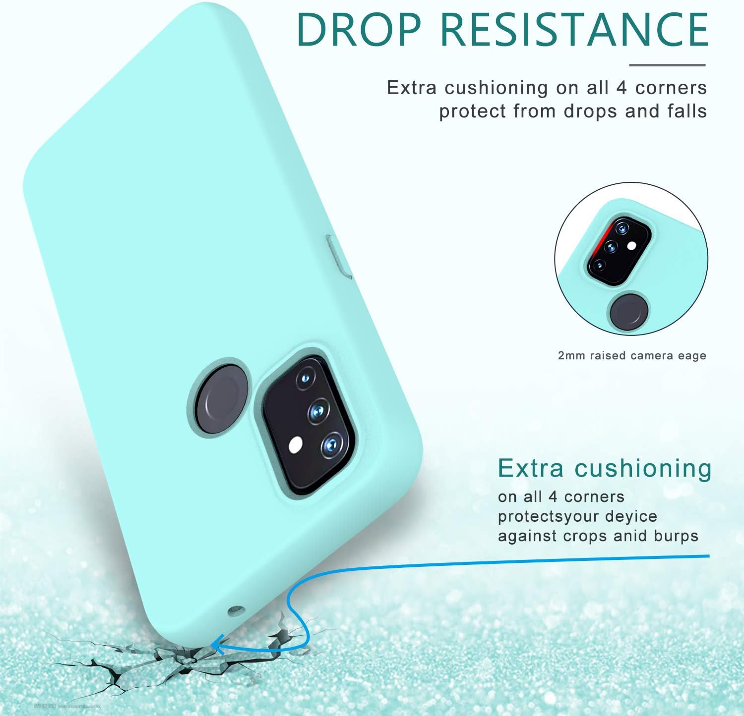 PULEN for OnePlus Nord N100 Case with Built-in Screen Protector,Rugged PC Front Cover + Soft Liquid Silicone Non-Slip Back Cover, Shockproof Full-Body Protective Case Cover (Green)