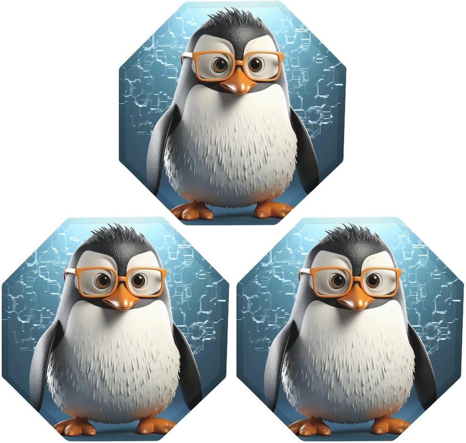 Ctagon Metal Sign for Home, Modern Display Plate for Kitchen, Penguin With Glasses Plates Accent Hanging Wall Decorations 3PCS for Living Room, Bedroom, Hallway, Hotel
