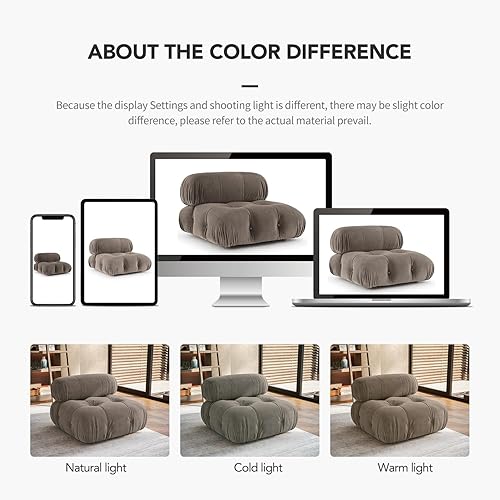 Miniatura 7 de Sofá otomano grande y moderno, cojín de felpa suave, esponja de alta densidad y lujosa tela flocada, sofá de nube perezoso y cómodo para sala de