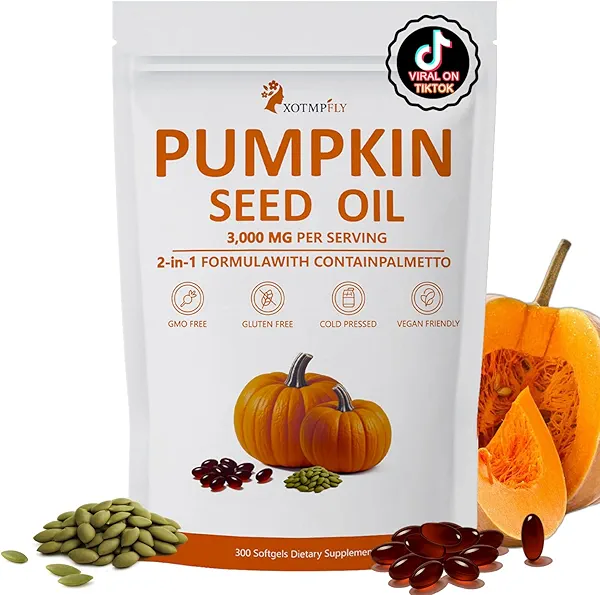 ESTHFGPSV Premium Pumpkin Seed Oil with Saw Palmetto 3000mg Soft Capsule | Cold Pressed Virgin, Pure Virgin Oil | Supports Hair, Urinary, Bladder & Prostate Health - 300 Count