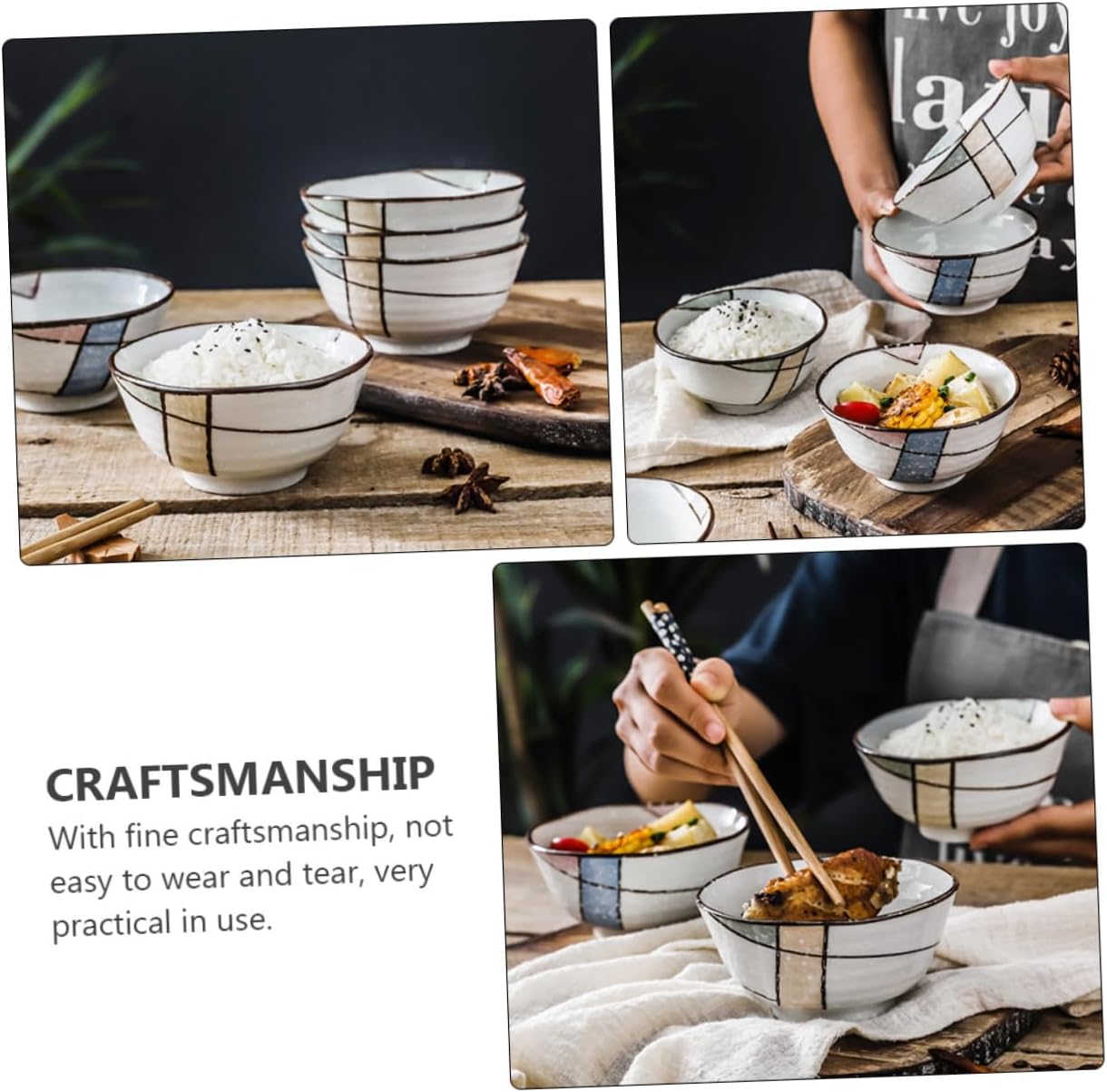 ABOOFAN 4pcs Ceramic Soup and Rice Bowls Creative Dinner Bowls Everyday Use and Colors Dishwasher and Microwave