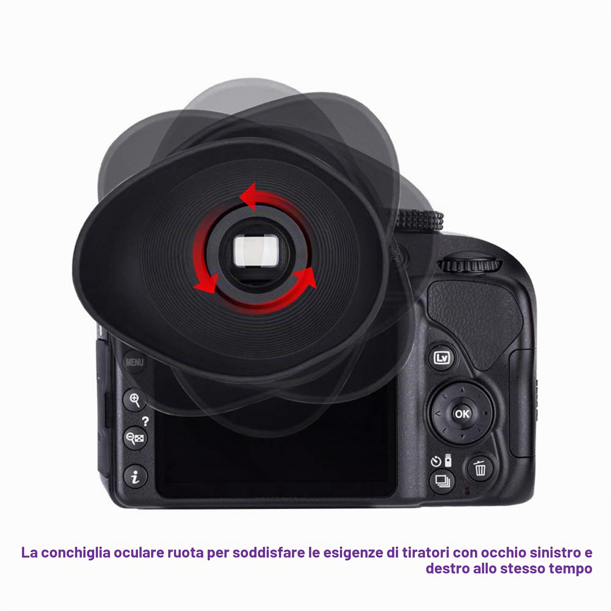 2 Oculari in Silicone Morbido e Grande Canon EOS 5Ds 5DsR 5DIII 5DIV 7DII | Oculare 360° Ruotabile, Anti-graffio, Scherma la luce diffusa, Ergonomia ovale per portatori di occhiali, per Canon EG Mirino