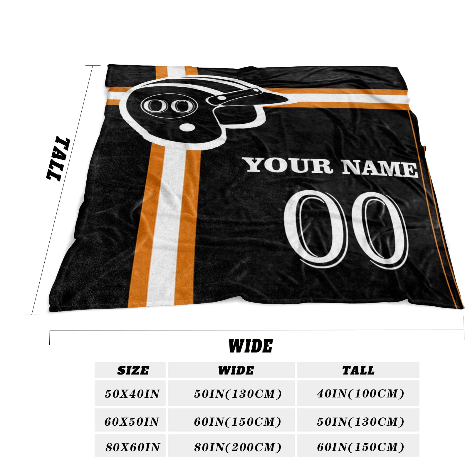 Manta personalizada con nombre de número: mantas de béisbol personalizadas de franela deportiva para amigos de la familia, año nuevo, para sofá, dormitorio