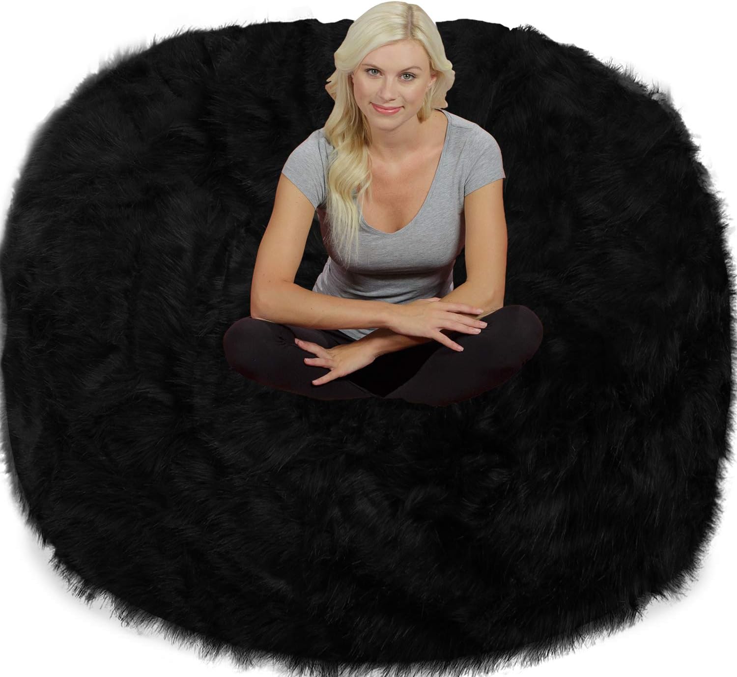 Chill Sack Bean Bag Chair: Giant 6' Memory Foam Furniture Bean Bag - Big Sofa Plush Faux Fur Cover