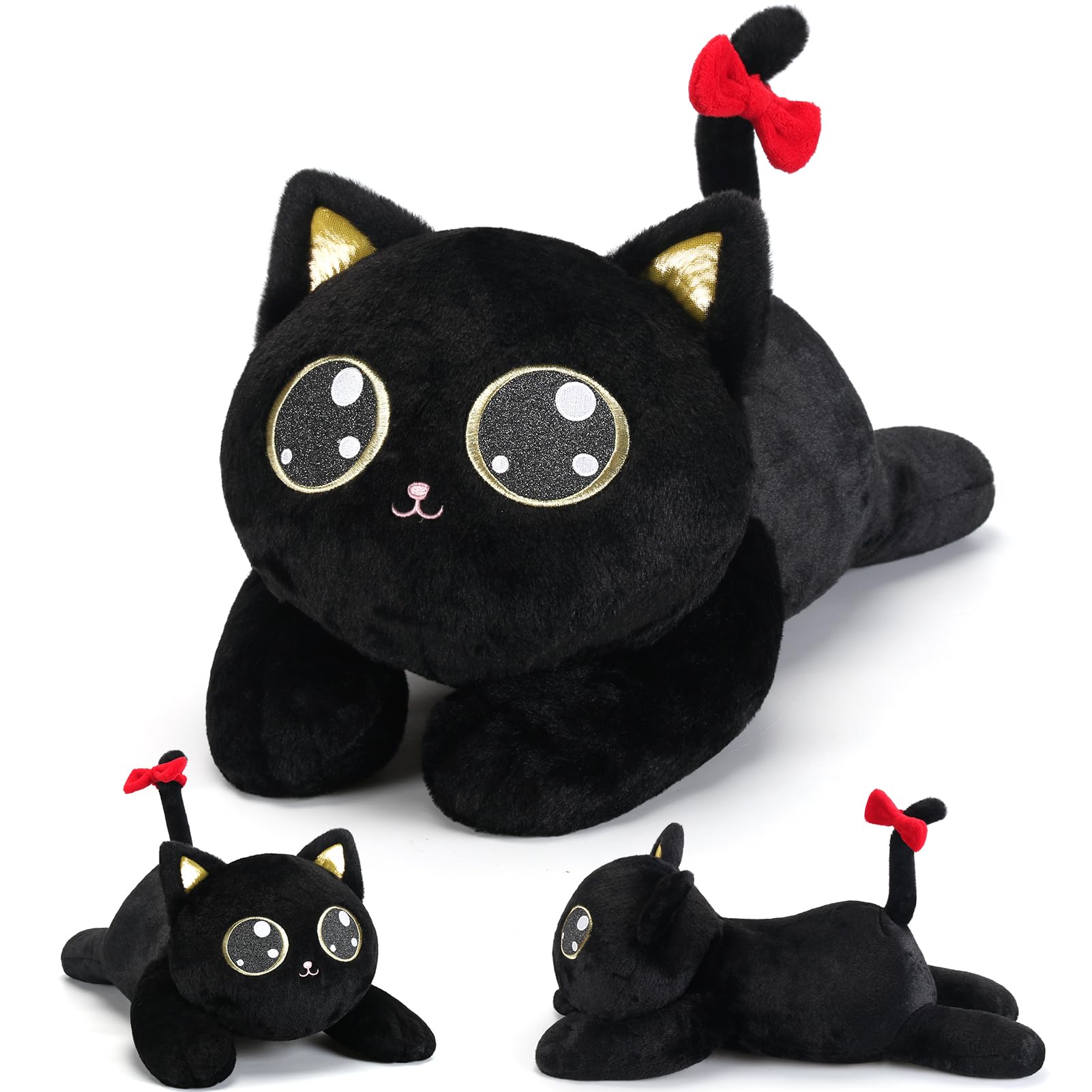 meowtastic Black Cat Weighted Stuffed Animals, Plush Pillow for Kids | 22 Inch, 4.5lbs