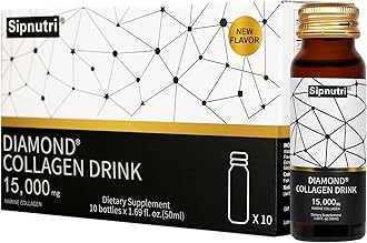 Sipnutri Diamond Liquid Collagen Drink, 15000mg Marine Collagen Peptides, Hair Skin Nail and Joint Support, 50ml x 10 Bottles