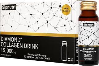 Diamond Liquid Collagen Drink, Gift for Man & Women, 15000 mg Hydrolyzed Marine Collagen Peptides with Vitamin C, Pomegranate, Healthy Hair Skin Nails Joints Bones Support, 50 ml x 10 Bottles
