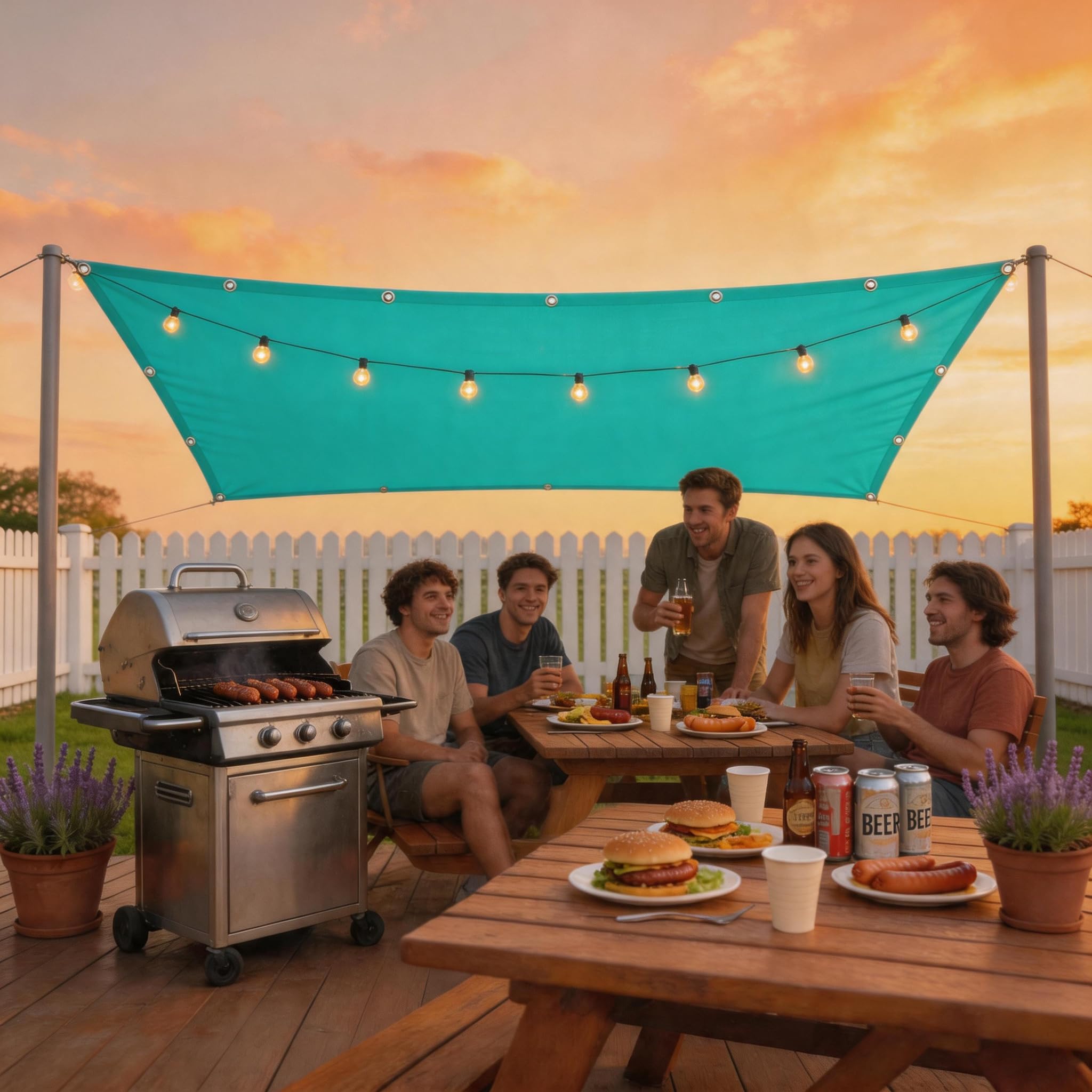 Voile d'ombrage anti-UV rectangulaire pour se protéger du soleil sur la terrasse