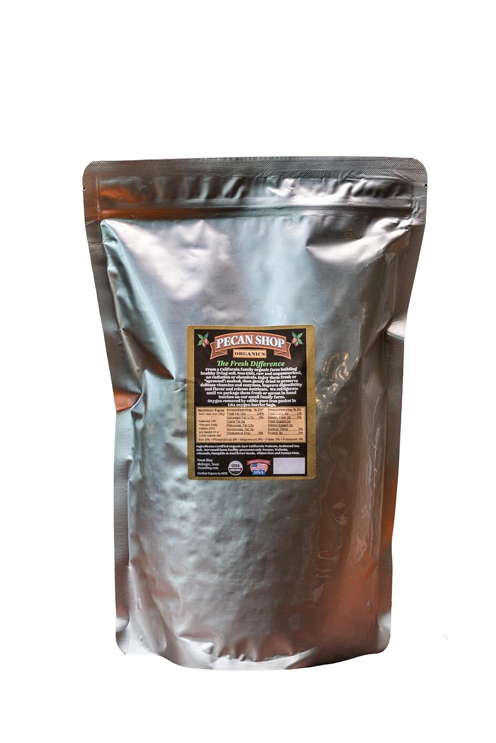 Pecan Shop Sprouted Organic Raw California Walnuts, High Halves Count, Lightly Sea Salted, 2 Pound