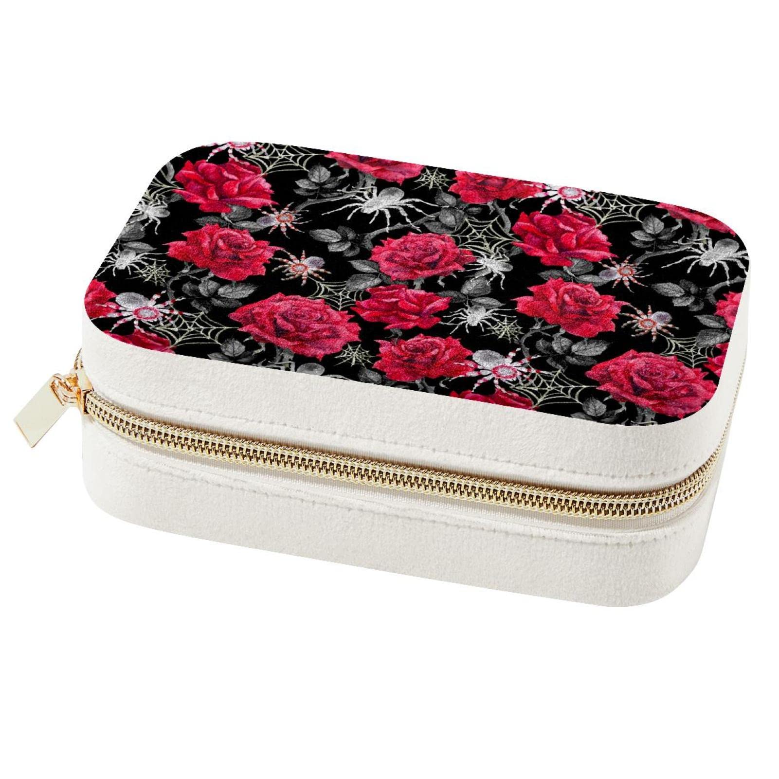 Boîte à bijoux rose araignée portable pour bagues et colliers