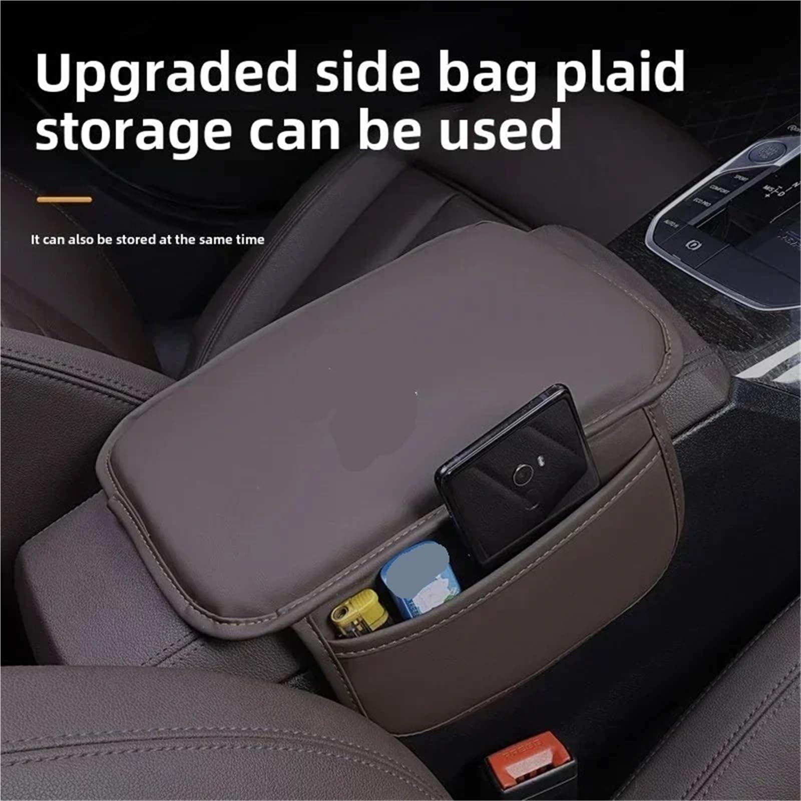 Uniwersalny pokrowiec na podłokietnik samochodowy skórzany pokrowiec na podłokietnik samochodowy pasuje do Hyundai Accent Aslan Avante HB20 I20 I30 I40 Podłokietniki samochodowe(Cognac with bag)