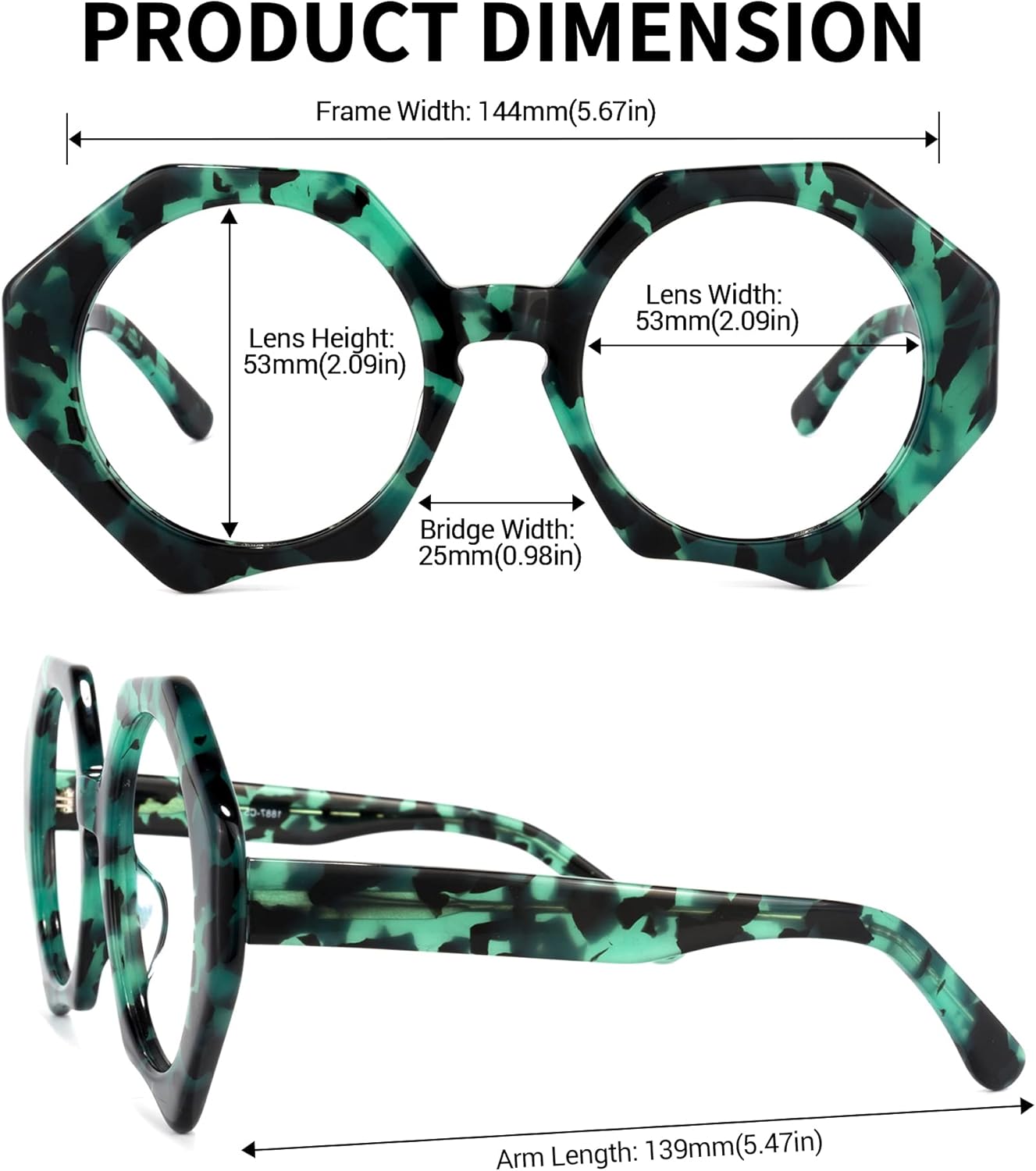 Zeelool Oversized Geometric Blue Light Blocking Glasses, Fashion Glasses for Women with UV400 Protection ZOP01887 - Image 3