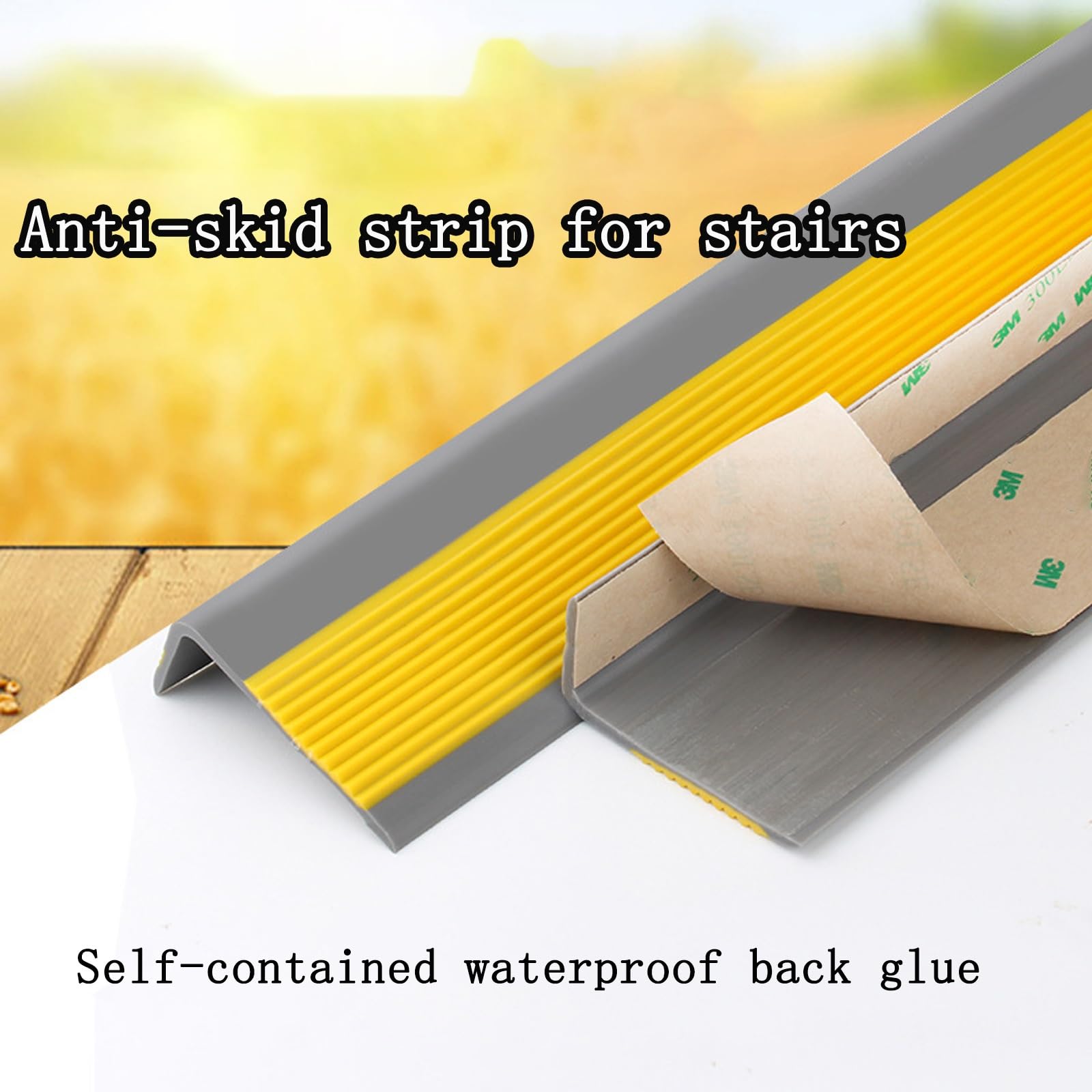Material De Pvc Tiras Antideslizantes para Peldaños, Autoadhesivo De Borde para Escaleras en Forma De L, Tiras Antideslizantes Autoadhesivas, Impermeable Antideslizante, Adecuado para Todo Clima ( Col