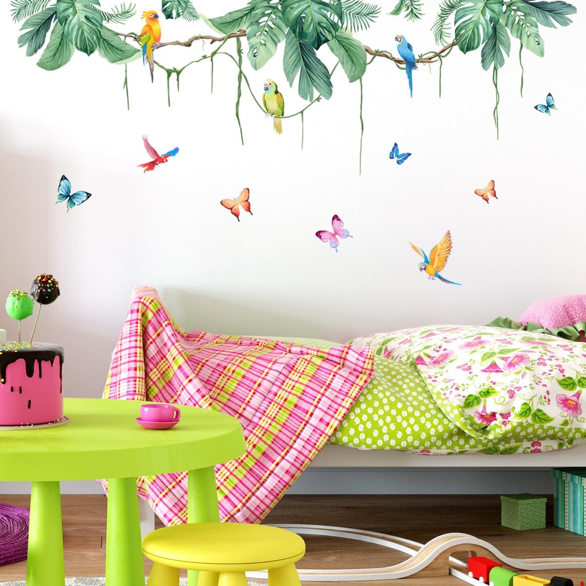 Wandtattoo Blätter Grün Wandbild Tropische Pflanzen, Giyiprpi DIY Blätter Grüne Wandaufkleber Wohnzimmer Schlafzimmer Flur Wanddeko (A
