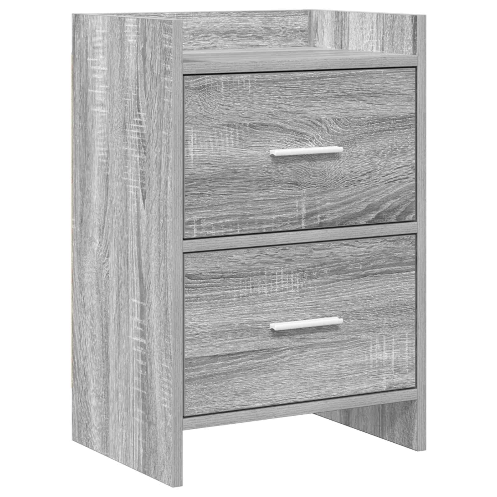 Comodino grigio sonoma, 40 x 30 x 60 cm, in legno con 2 cassetti, per camera da letto, soggiorno, corridoio, cameretta dei bambini, pratico ripiano, stabile, struttura leggera, robusto