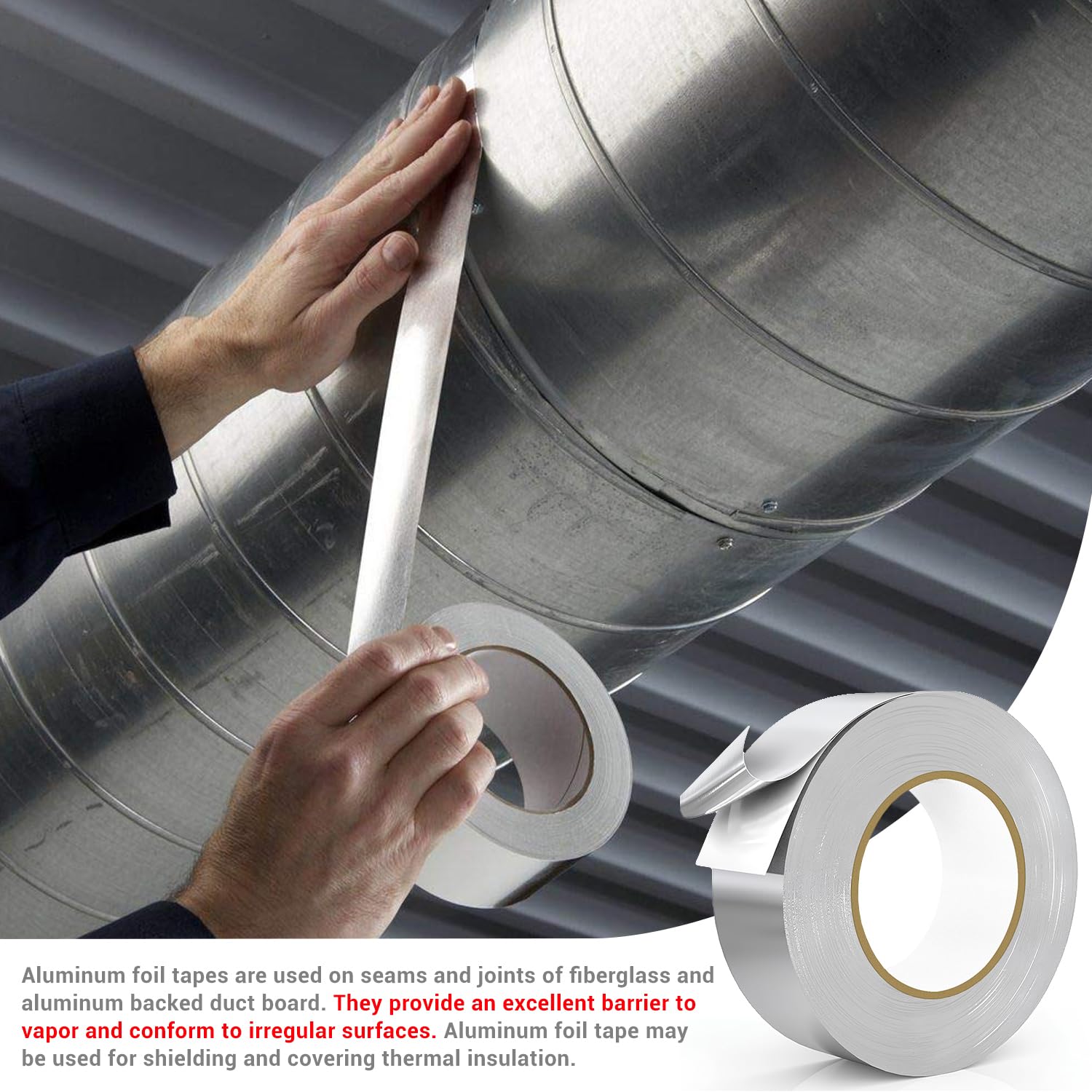 Cinta de aluminio para reparación de metal y trabajo de conducto (1,88 x 180 x 2,7 mil)