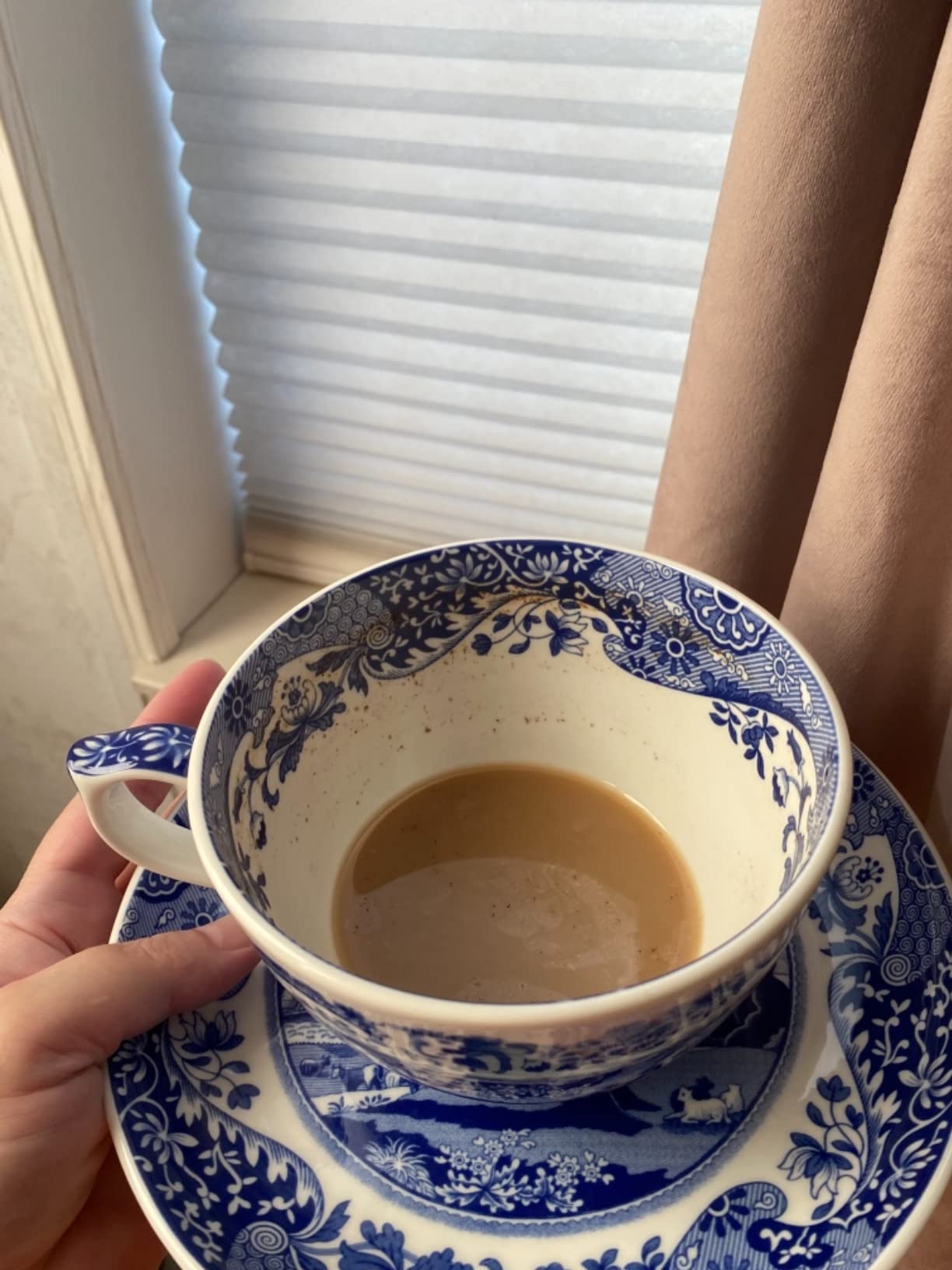 8/mo Finance Spode Blue Italian Teacup and Saucer 20Ounce