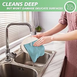 SINLAND Microfiber Dish Cloth for Washing Dishes Rags Best Kitchen Washcloth Cleaning Cloths with Poly Scour Side Popcorn Texture 5 Color Assorted 12Inchx12Inch 5 Pack