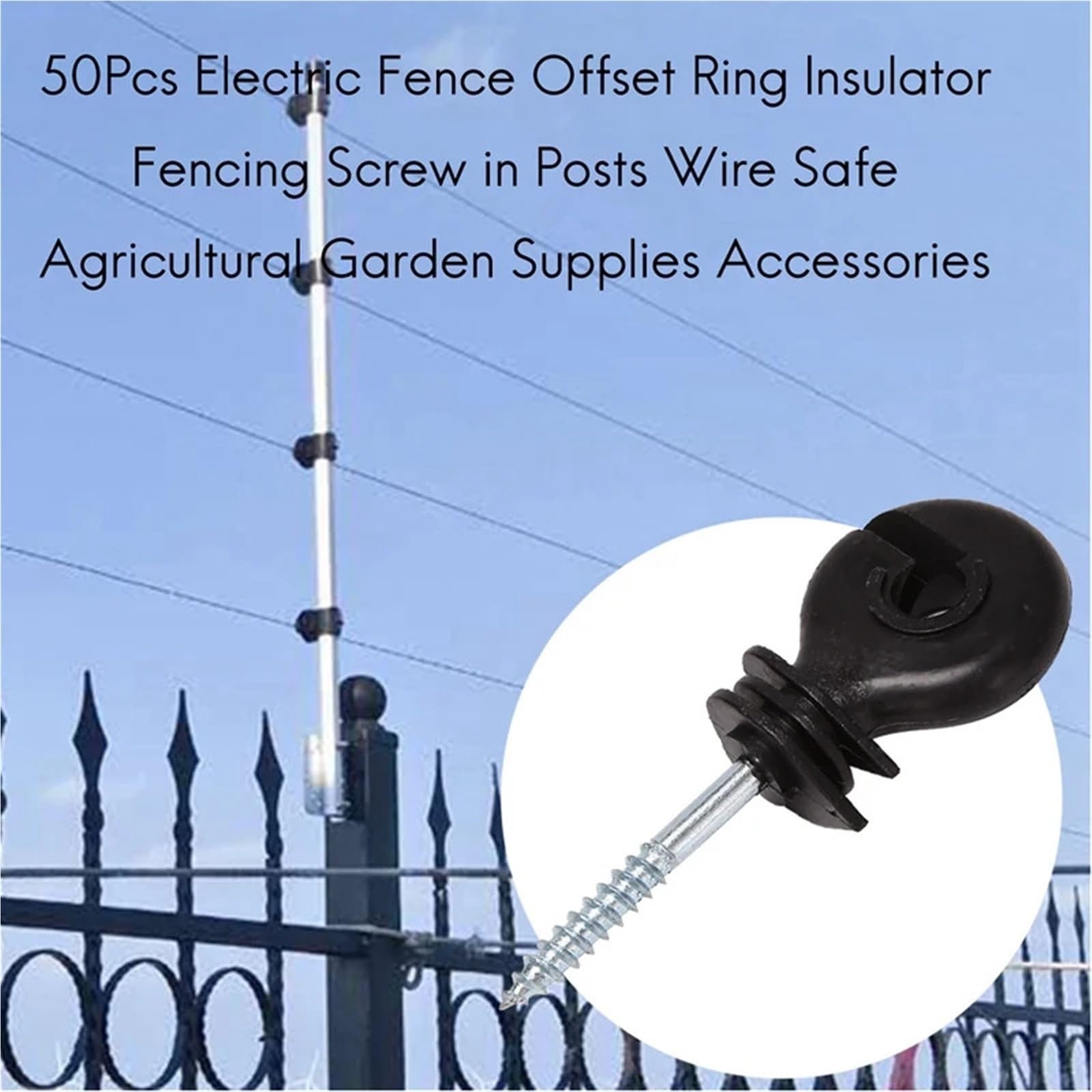 Anillo Aislador Aisladores Aisladores de anillo for valla eléctrica, aislador compensado, tornillo cercado en postes, caja fuerte alambre, 50 Uds