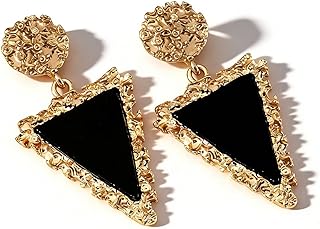 Gold and Black Triangle Drop Earrings for Women Elegant Art Deco Geometric Statement Earrings Lightweight Fashion Jewelry for Party