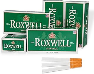 Roxwell CigaretteTubes Menthol 100's mm – 1000 Count - 5 Boxes of 200 Tubes – Smooth Draw White Filters – Clean Burn, No Tearing – Fits Most Injector Machines - USA MADE