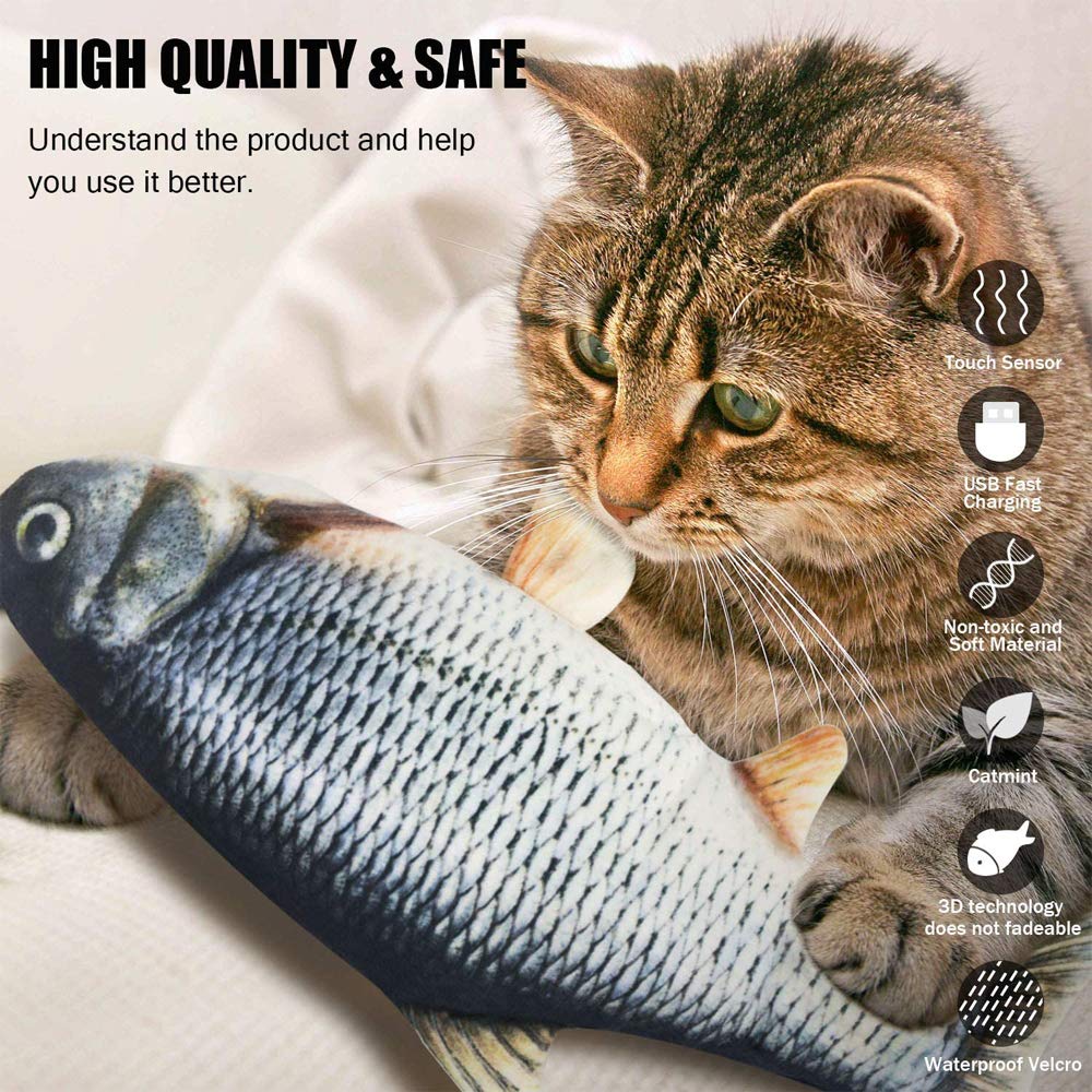 USB Rechargeable Interactive Cat Toy Flopping Fish Cat Toy (2-Pack ...
