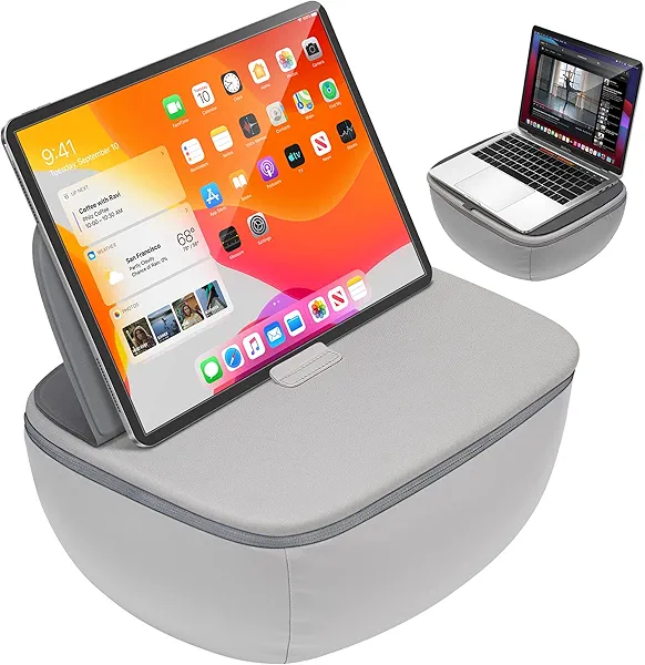 DeskLogics Lap Desk with Cushion - Ultra-Thick, CoolFoam 7 to 14.2 inch Laptop Tablet Stand - Washable Lycra Lap Pad Pillow Desk iPad Stand Phone Holder for Bed, Couch, Sofa, Home, Office, Gift Ideas