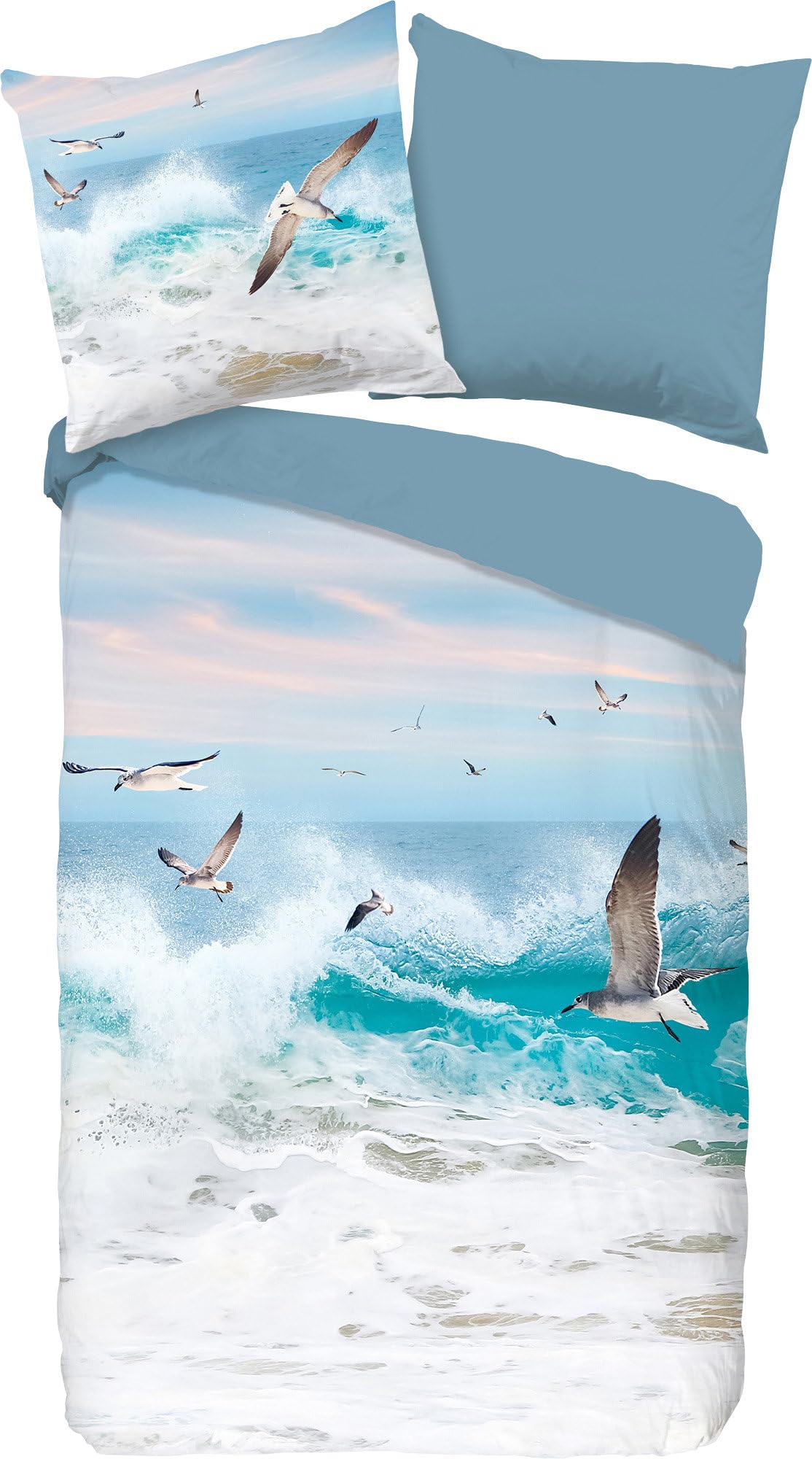 Good Morning Celle Renforcé Reversible Bed Linen Light Blue Size 1 x 155 x 220 cm + 1 x 80 x 80 cm
