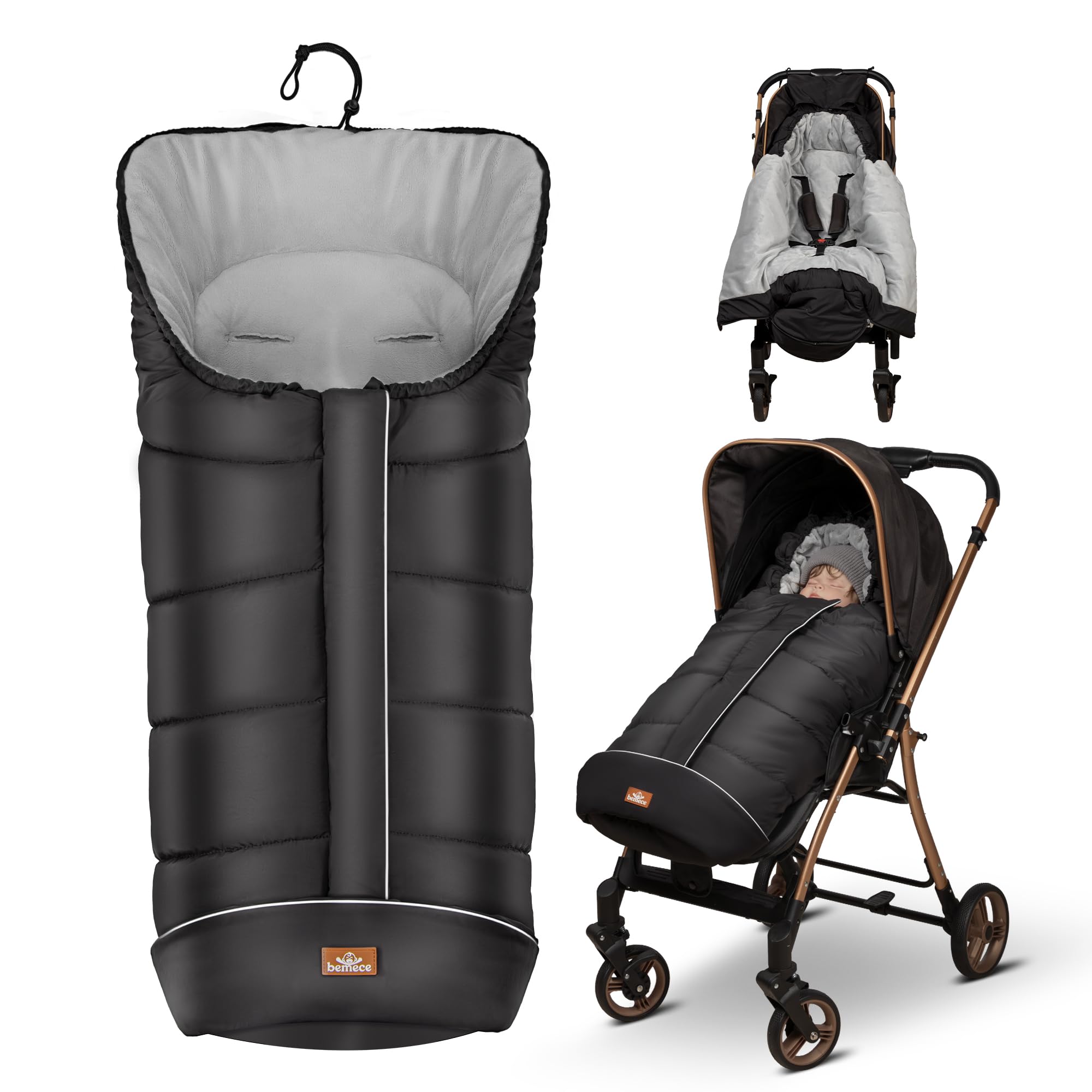 Bemece Footmuff for Pushchair Universal Winter Baby Pram Footmuff with Zip, Windproof Stroller Footmuff Cosy Toes, Warm Fleece Fabric