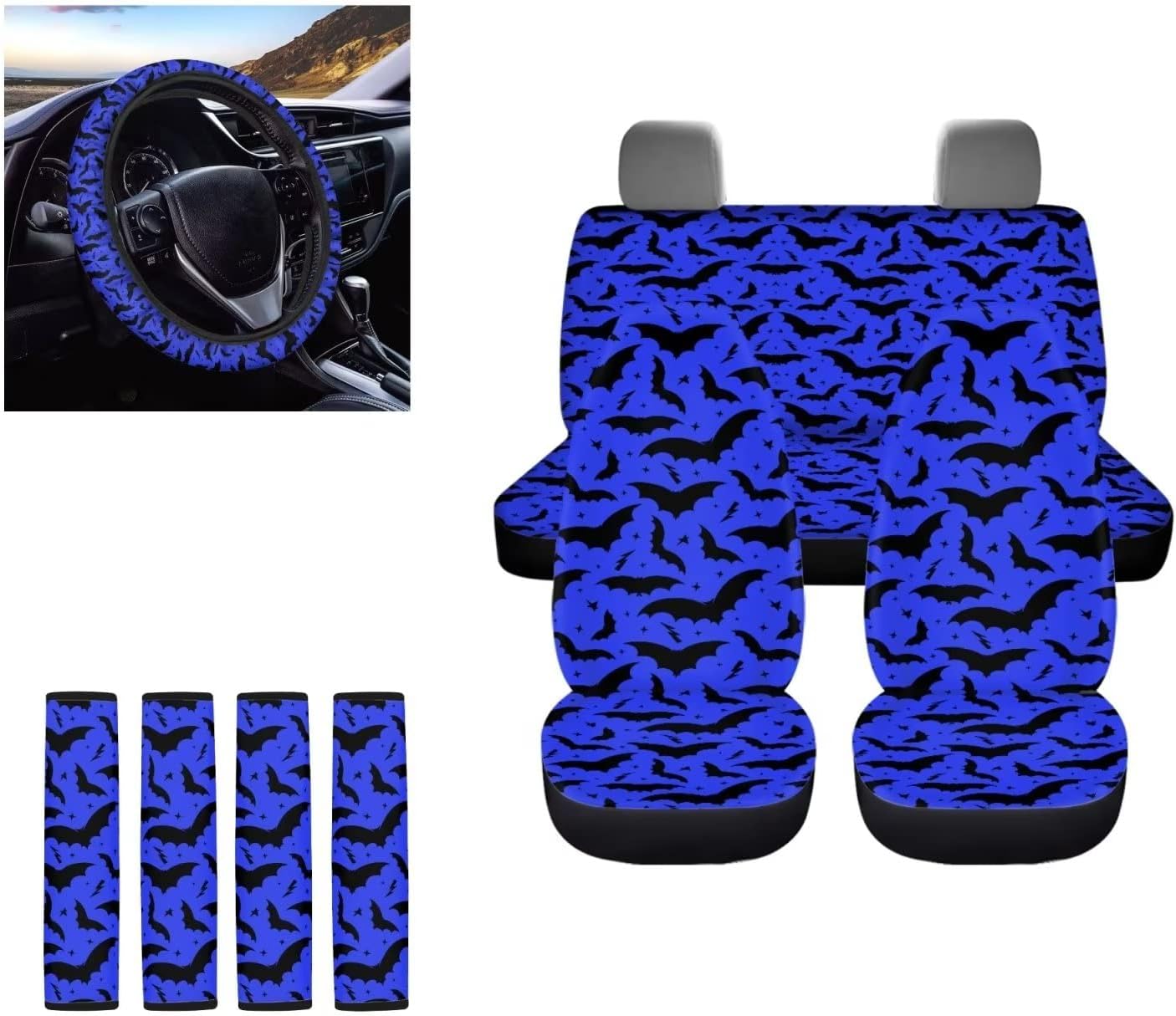 STUOARTE Bats Car Seat Covers Full Set Car Accessories for Women Front/Rear Seat