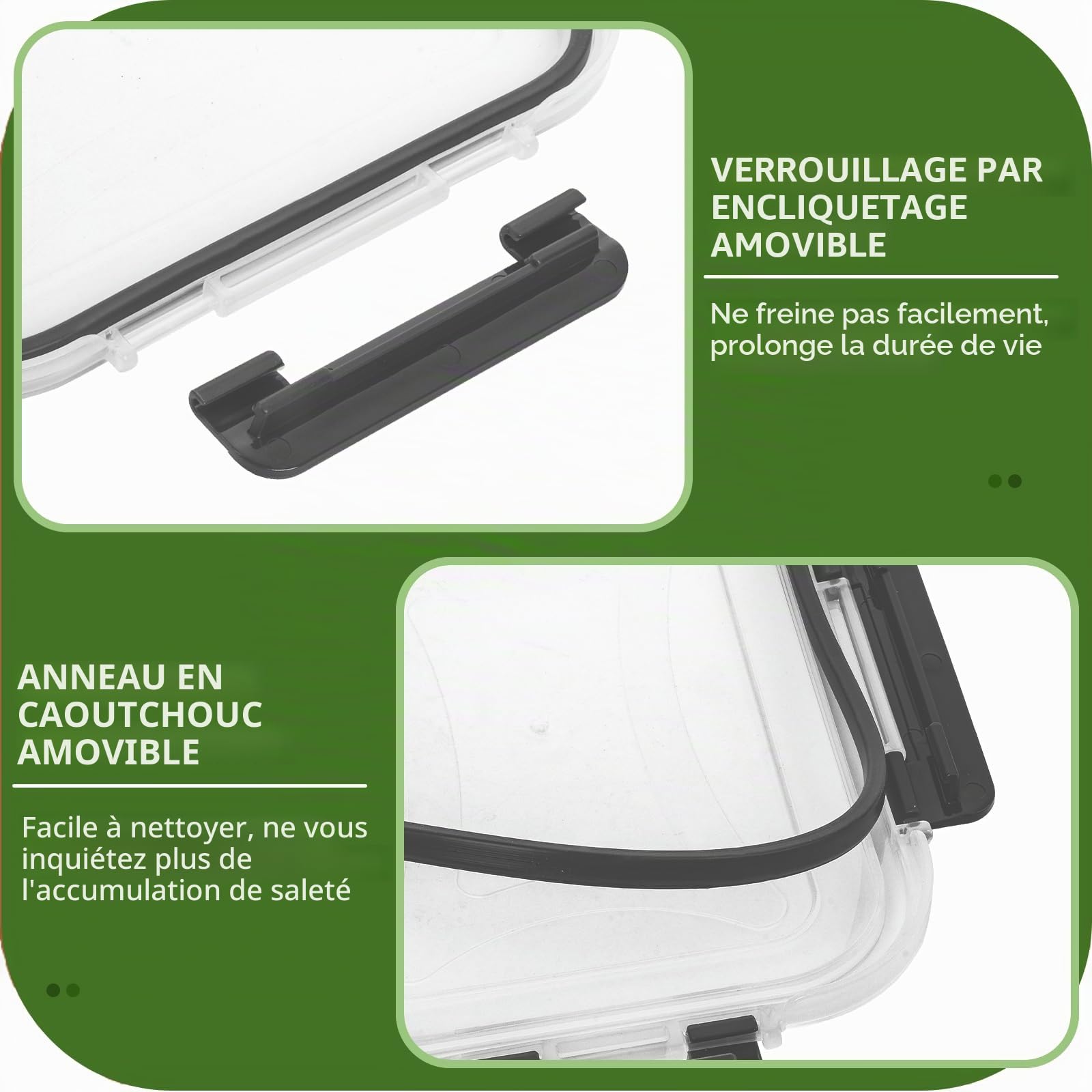 Skroam Lot de 5 boîtes de conservation alimentaire en verre de 1 020,6 g avec couvercles hermétiques, récipients en verre pour préparation des repas, organiseurs de garde-manger et rangement, boîtes à