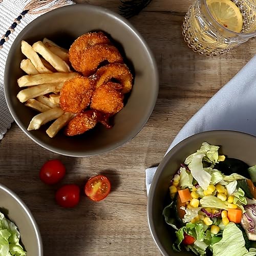 Miniatura 3 de TP Juego de 4 cuencos de comida de 7 pulgadas, servicio para 4, cuencos grandes de melamina de 28 onzas para pasta, cuencos de servir duraderos,