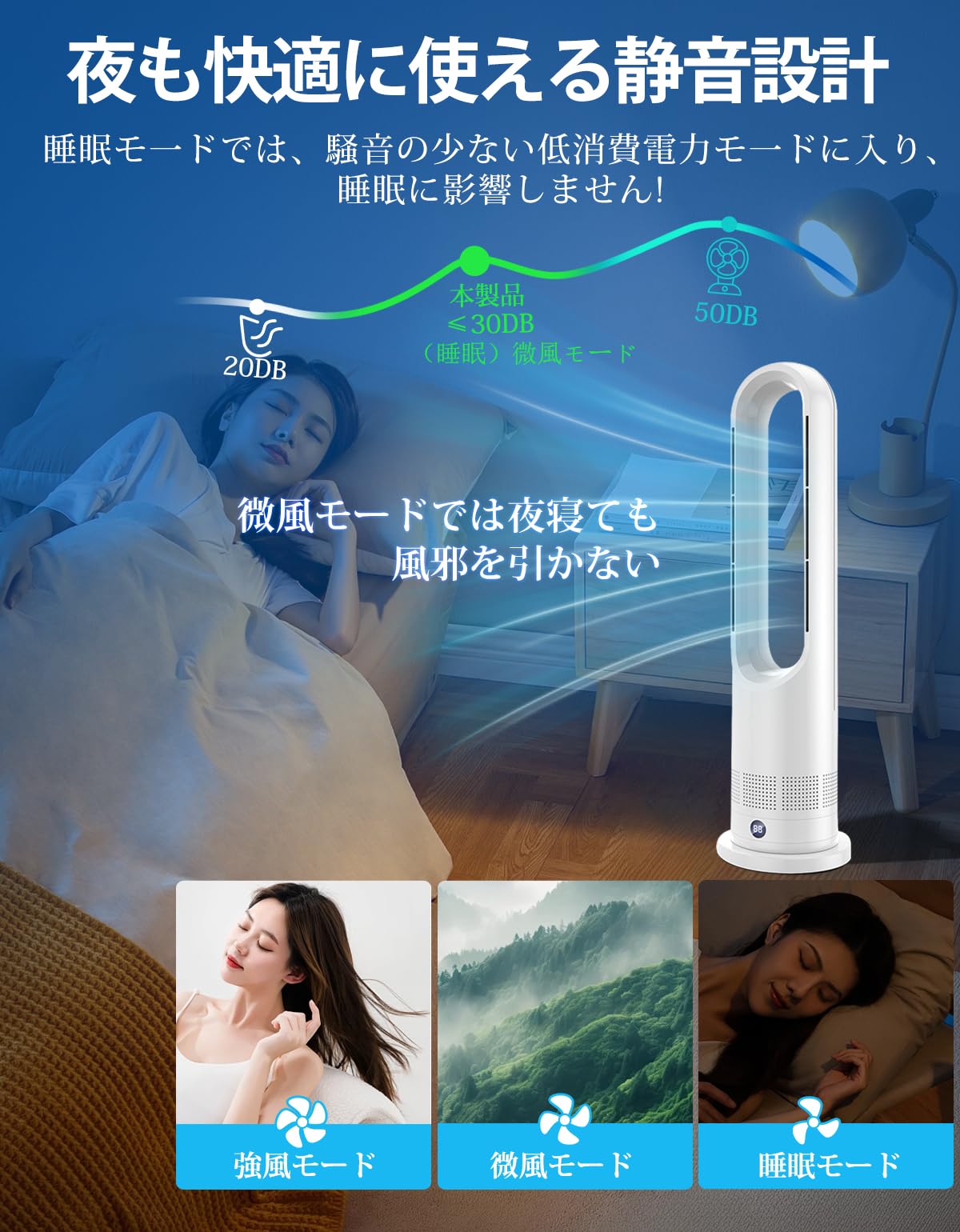 Amazon | タワーファン 羽根なし扇風機【2026革新冷暖兼用・1台6役