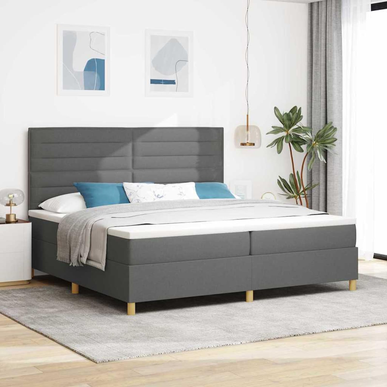 Tidyard Cama Moderna con somier LED y colchón de firmeza Media - Diseño ergonómico y Duradero para un Descanso óptimo