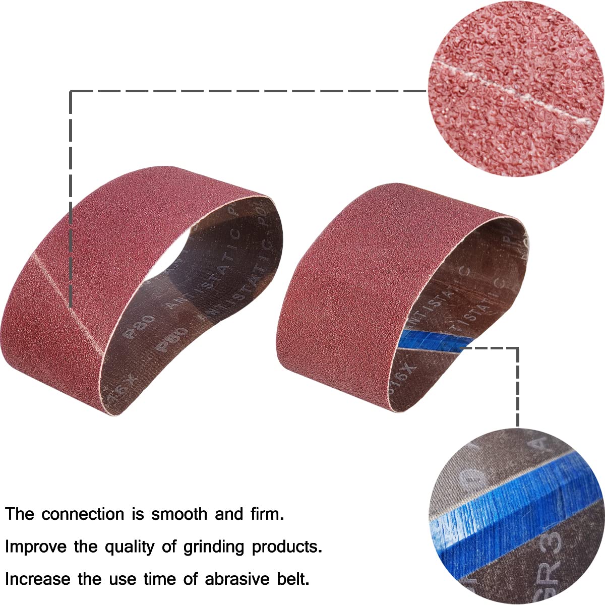 Tonmp 30 correas de lija de 7,6 x 53,3 cm, 10 correas de lija de óxido de aluminio de grano 80 120 para lijadora de banda (7,6 x 53,3 cm)