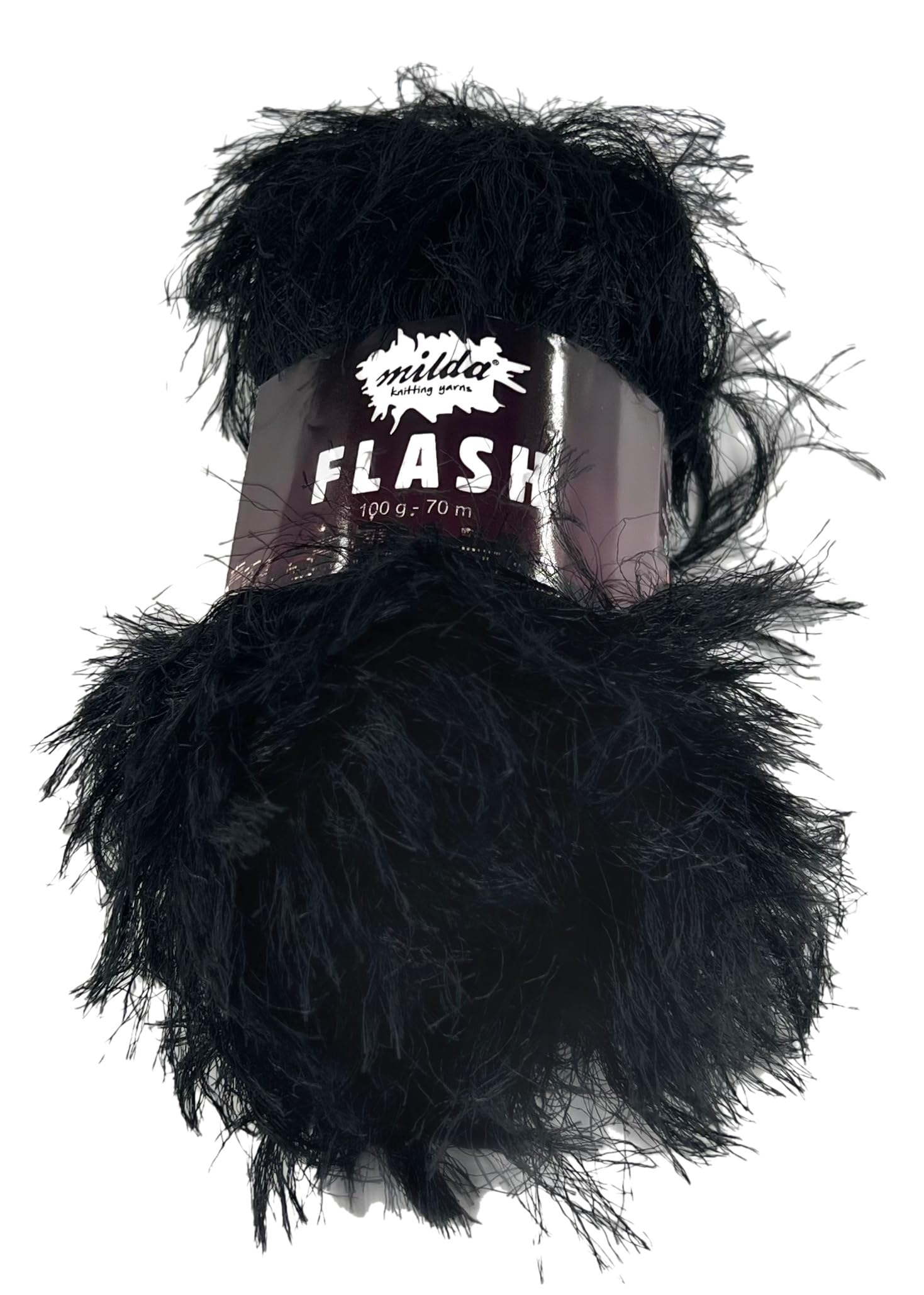 Eyelash Fluffy Furry Milda Flash Knitting Yarn 100g Ball (1217 Ebony Elegance, 10 Ball)