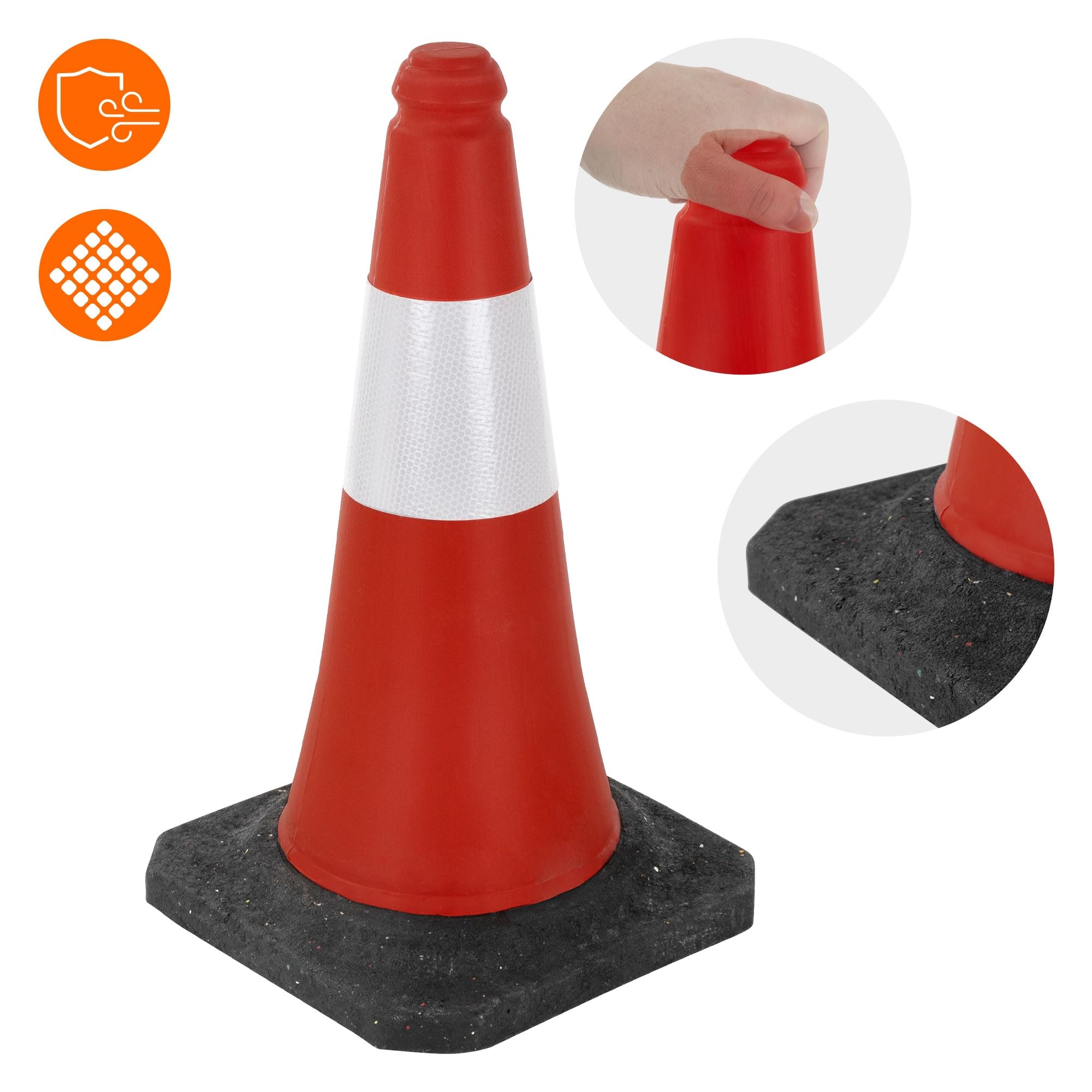 ECD Germany Set 20x Coni Stradali Segnaletici per Il Traffico da 51 cm Rosso e Bianco Coni con Strisce Bianche Riflettenti Piloni con Base Pesante di Avvertimento Cono di Marcatura di Segnalazione