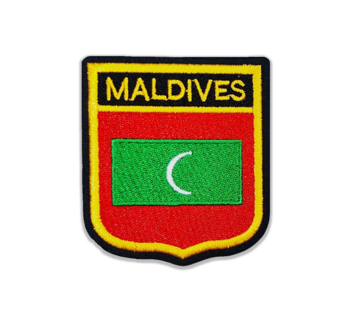 Patched Up Maldives Country Flag Embroidered Patches | Durable Embroidery Sticker | Sew On Patch for Jackets, Jeans, Bags, Clothes | Decorative Cloth Badge for Biker, Military, Travel (3 x 2.5 Inch)