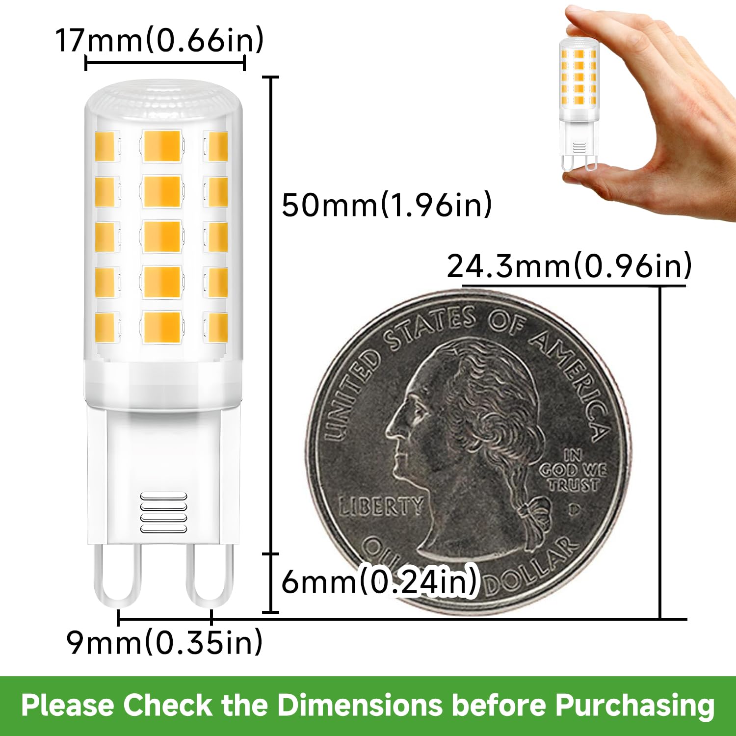 TJOY 12 Pack G9 LED Bulb 4W Equivalent 40 Watt Replacement G9 Halogen Light Bulb 3000K Soft Warm — view 6