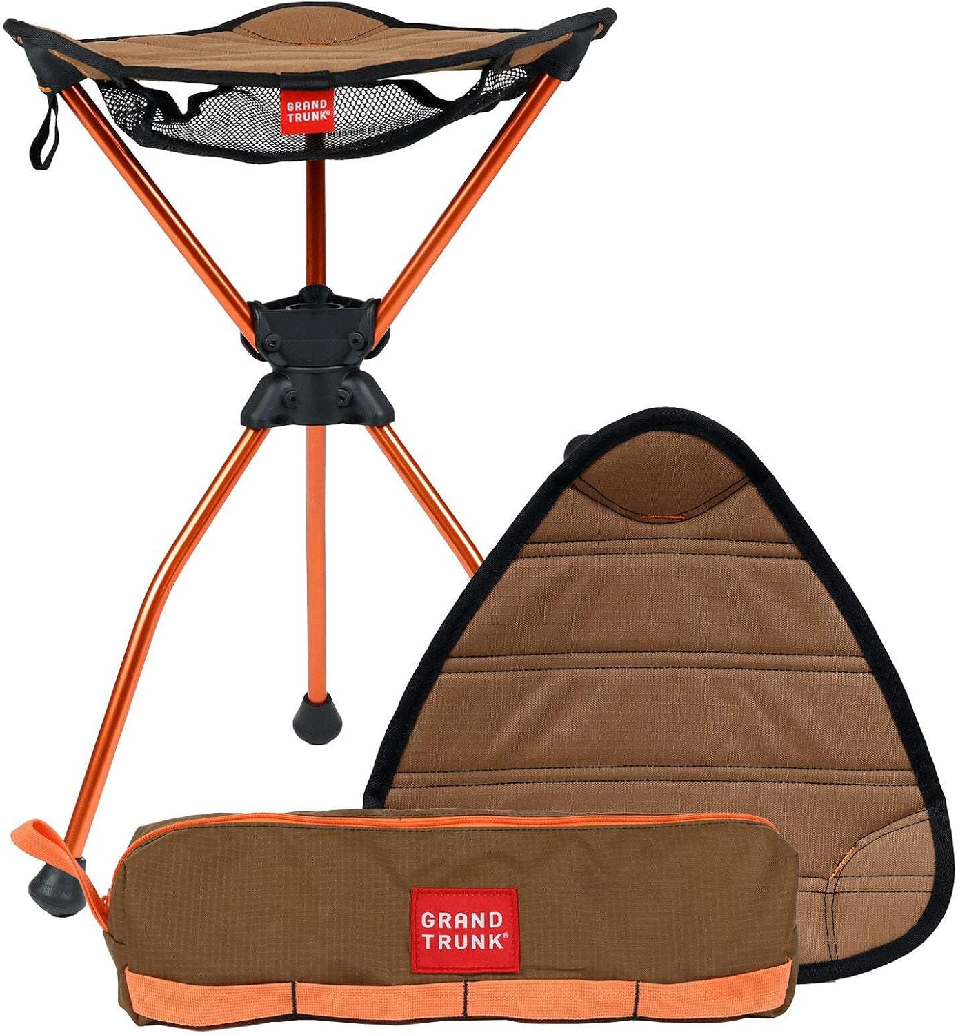 GRAND TRUNK Compass 360 XT Extra Tall Swivel Stool Portable Outdoor Seat for Camping Travel and Everyday Use Brown