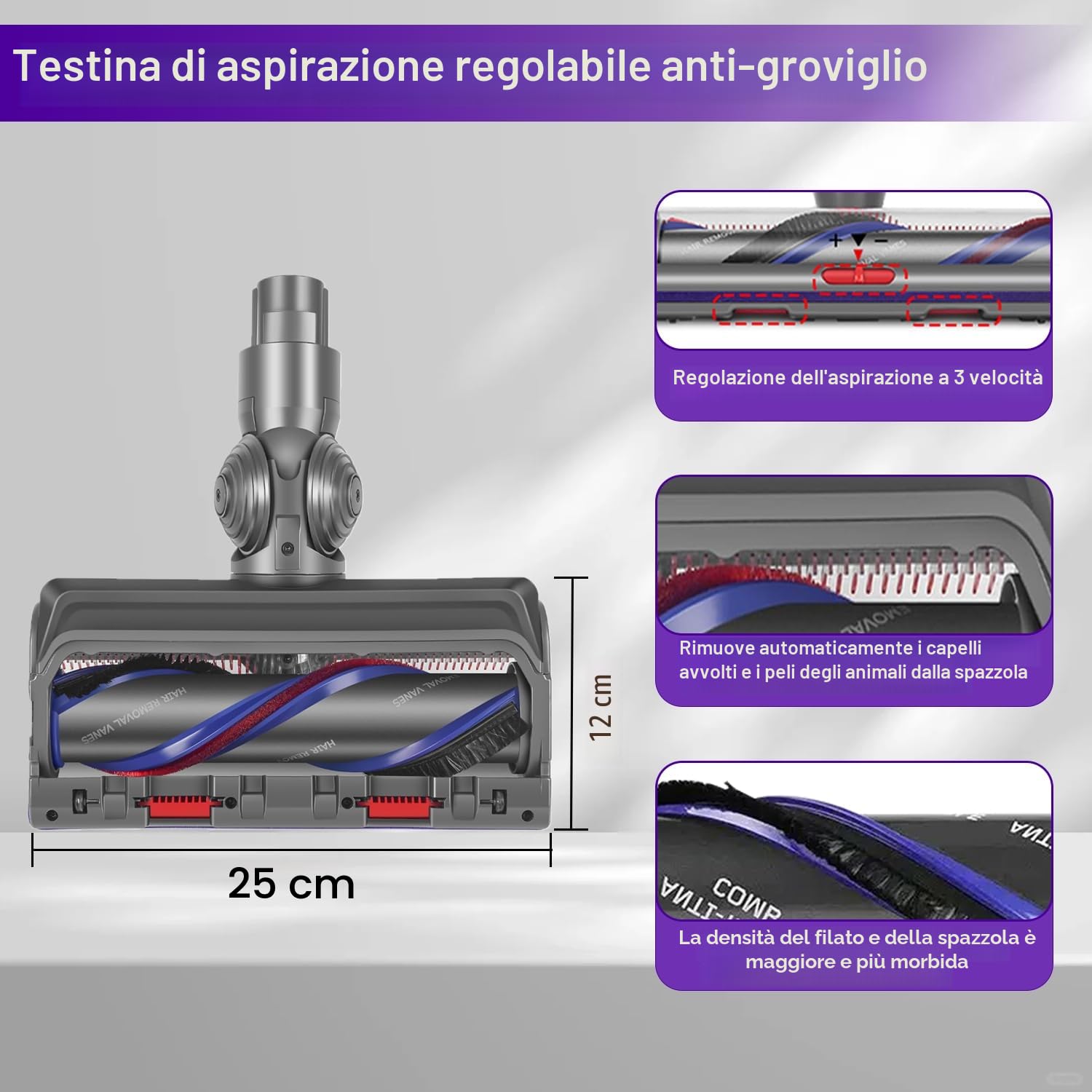Spazzola Motorizzata per Dyson V10 V11 V7 V8 V15 Aspirapolvere ricambi, Azionamento Diretto Bocchetta per Pavimenti per Dyson V7 V8 V10 V11 V15, Testina per Pavimenti duri e Tappeti