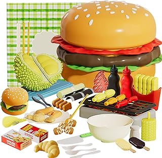 IZDUDO 53 Pieces Cutting Play Food Toy Set with Storage Bag, Fruit Vegetable Pizza Dessert Role Play Children's Kitchen Accessories for Realistic Cooking for Children from 3 Years, Educational Toy